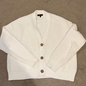 Quince Organic cotton Fisherman Boxy Cropped Cardigan Sweater XS Ivory